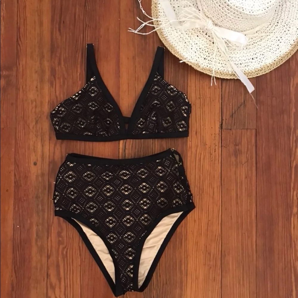 Somedays Lovin black lace high waisted bikini